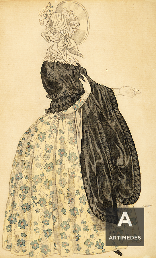 Léon Bakst / Woman With Flower Dress - 