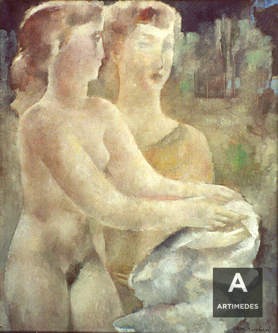 Rodolphe-Théophile Bosshard / Deux Femmes À La Serviette Blanche - Front